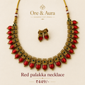 Red Palakka Necklace with matching earrings by Ore & Aura