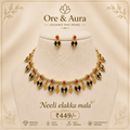 Neeli Elakka Thaali Navi Blue with elegant leaf motifs by Ore & Aura