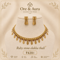 Ruby Stone Elakka Thaali with matching earrings by Ore & Aura