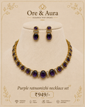Purple Ratnamizhi Necklace Set with matching earrings