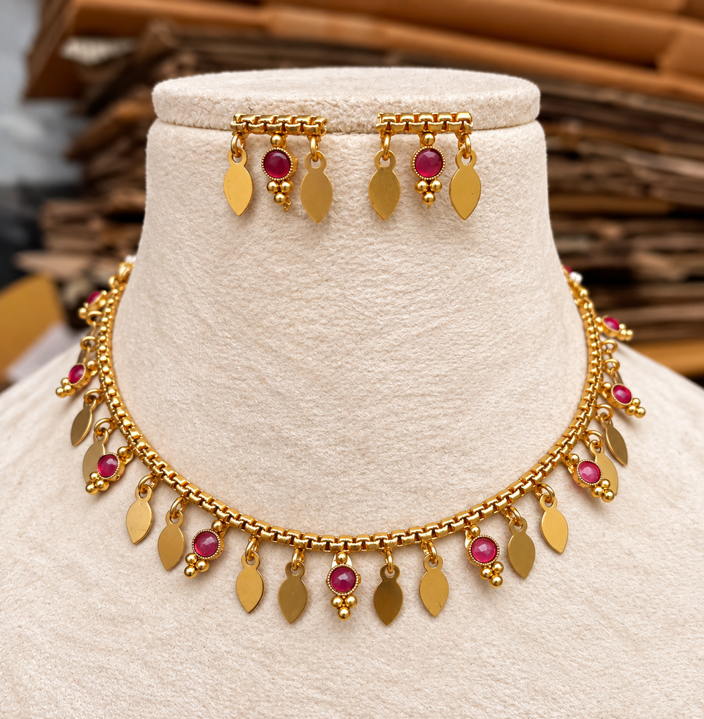 Rajatha Manthra necklace with matching earrings by Ore & Aura